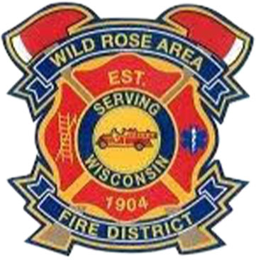 Wild Rose Area Fire District logo badge patch serving Wisconsin Est. 1904