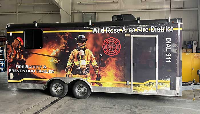 Wild Rose Area Fire District fleet and fire department fleet trailer