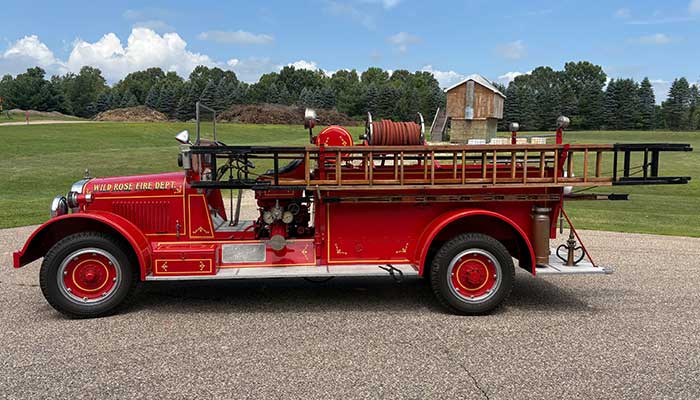 Wild Rose Area Fire District department vintage Nott firetruck